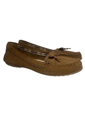 MINNETONKA Brown Suede Moccasins Fleece Lined #69603